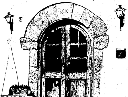 black and white door
